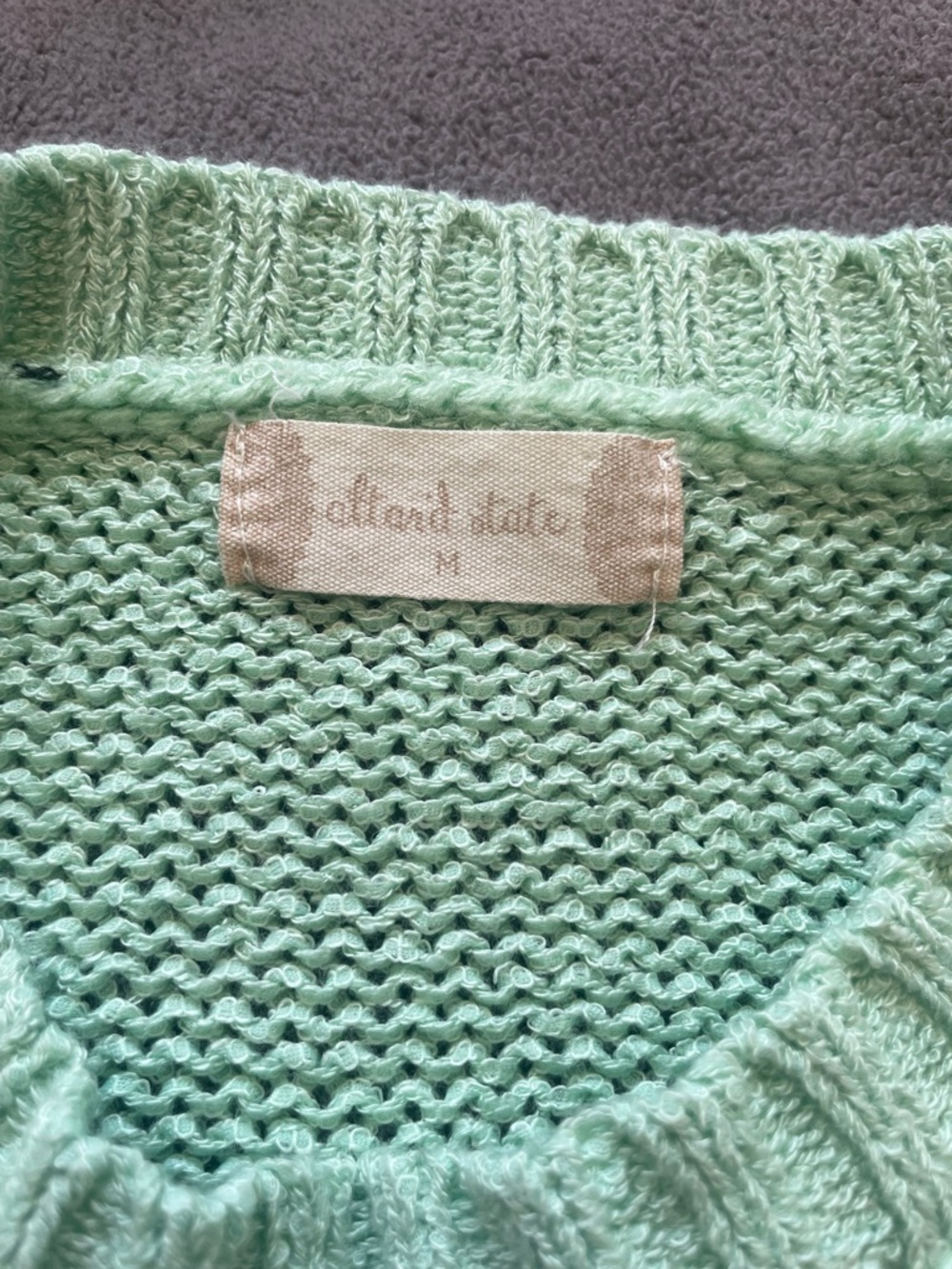 Altar’d State Cropped Sweater Womens Medium Green White Checkered Knit Pullover - Picture 8 of 9